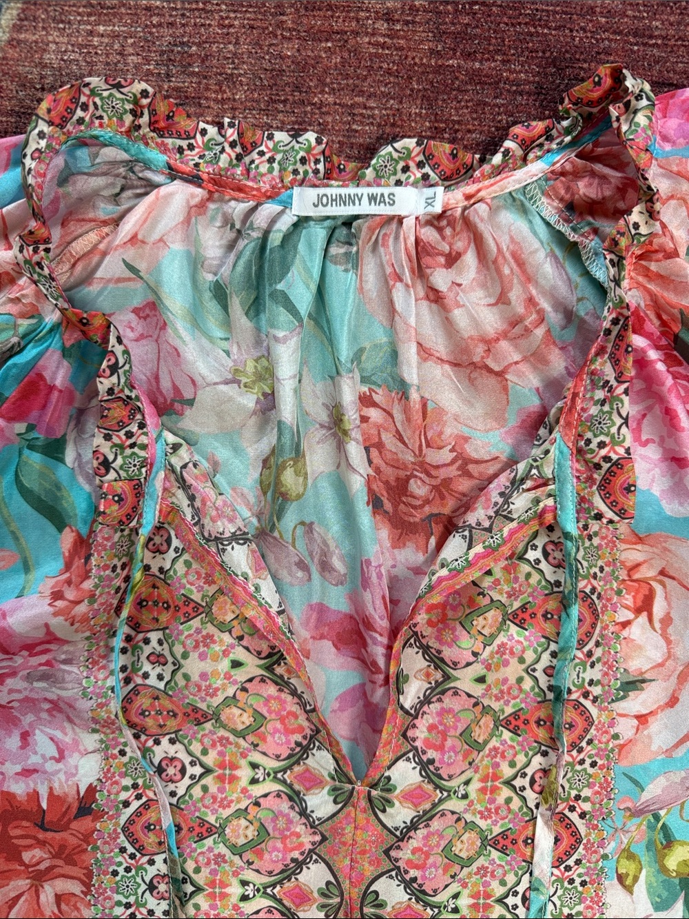 JOHNNY WAS Rose Narcisa Blouse Size XL - Picture 2 of 15